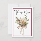 Rustieke dennen winter boeket bruiloft bedankkaart (Voorkant)