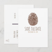 Rustieke dennenappel Elegante Trouw Huwelijk Opsla Aankondigingskaart (Voorkant / Achterkant)
