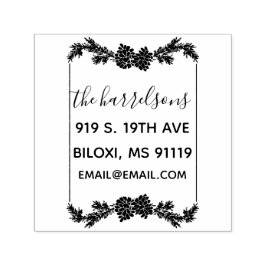 Rustieke dennenappel familie zelf-inkt stempel