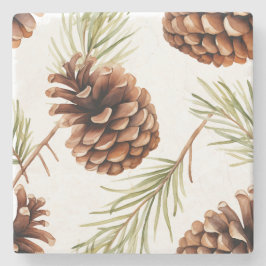 Rustieke dennenappel stenen onderzetter