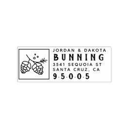 Rustieke dennenappels | Bruiloft paar retour adres Rubberstempel
