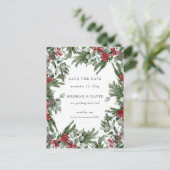 Rustieke dennenbessen Winter Kerstmis Save the Dat Aankondigingskaart (Staand voorkant)