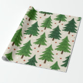 Rustieke dennenbomen Holiday Woodland Cadeaupapier (Uitgerold)