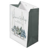 Rustieke dennenbomen Kerstmis gepersonaliseerd Medium Cadeauzakje (Achterkant Gekanteld)