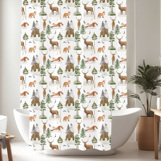 Rustieke dennenbomen patroon douchegordijn