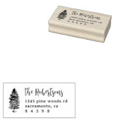 rustieke dennenbomen script familie retour adres 	rubberstempel (Gestempeld)