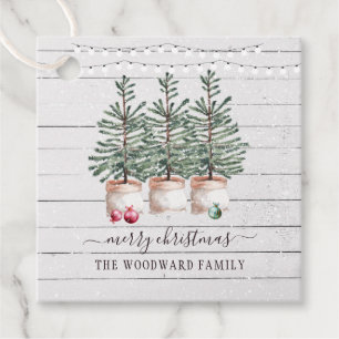 Rustieke dennenbomen Sneeuw Kerstcadeautag Bedankjes Labels