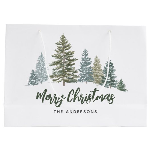 Rustieke dennenboom gepersonaliseerde kerst groot cadeauzakje (Achterkant)