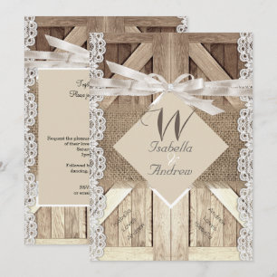Rustieke Deur Trouw Kant Hout Jute Brief 2a Kaart