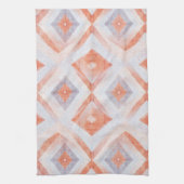 Rustieke diamant geometrisch in terracotta en blau theedoek (Verticaal)