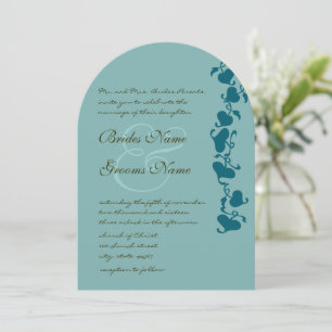 Rustieke Die Cut Aqua Blue Hearts bruiloft uitnodi Kaart