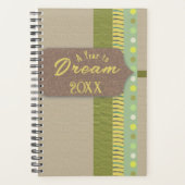Rustieke digitale Scrapbook Dream Green Tan Brown Planner (Voorkant)
