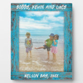 Rustieke Distressed Blue Beach Wood Tekstfoto Fotoplaat (Voorkant)