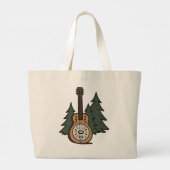 Rustieke Dobro Gitaar & Pine Trees Design Grote Tote Bag (Achterkant)