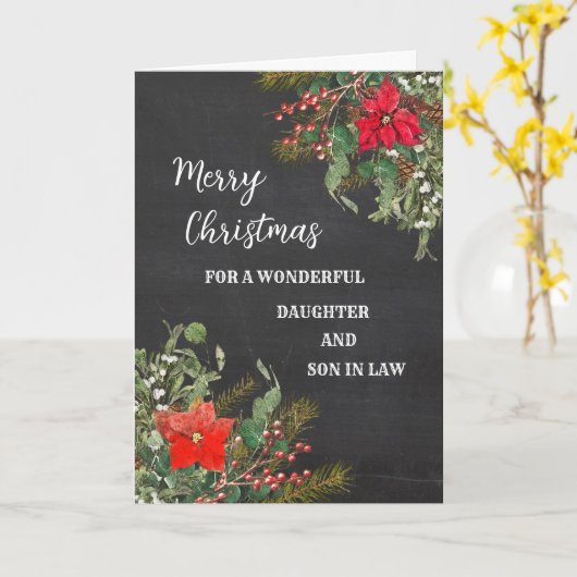 Rustieke dochter & Zoon in de wet Vrolijk Kerstfee Kaart (Gele Bloem)