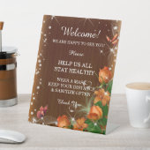 Rustieke Donker Hout Sinaasappel Bloemen Bruiloft  Reclamebord Met Voetstuk (Insitu)