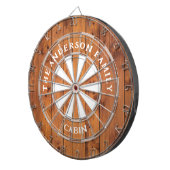 Rustieke donkere houten planken familienaam Dart B Dartbord (Voorkant Rechts)