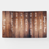 Rustieke donkere schuur hout Bruiloft programma Spandoek (Horizontaal)