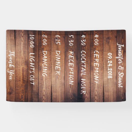 Rustieke donkere schuur hout Bruiloft programma Spandoek (Horizontaal)