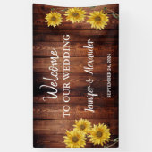 Rustieke donkere schuur hout zonnebloem Welkom bru Spandoek (Verticaal)