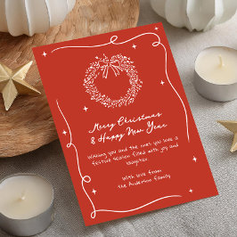 Rustieke Doodle Krans Kerstmis Feestdagenkaart