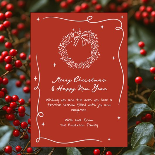 Rustieke Doodle Krans Kerstmis Feestdagenkaart