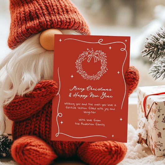 Rustieke Doodle Krans Kerstmis Feestdagenkaart