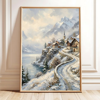 Rustieke dorpslandschap canvas kunst poster