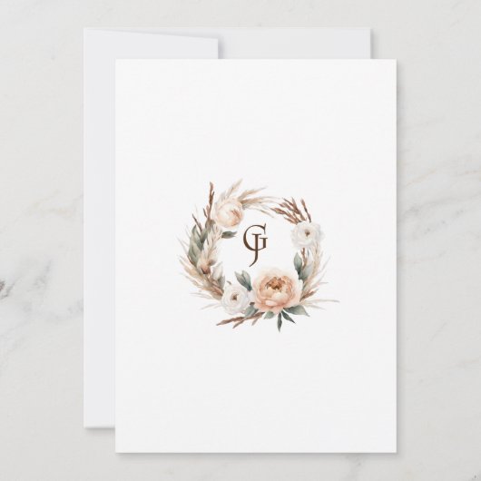 Rustieke Dread Floral Pampas Bruiloft Save The Date (Achterkant)