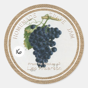 rustieke druivenjam ronde Sticker label