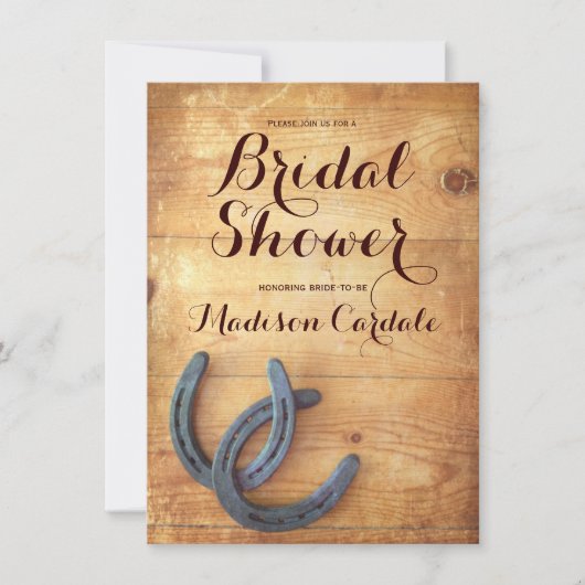 Rustieke dubbele Hoefijzers bruids doucheuitnodigi Kaart (Voorkant)