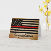 Rustieke Dunne Rode Lijn Brandweerman Afstuderen K Kaart (Gele Bloem)