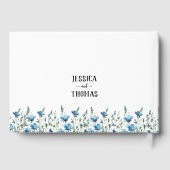 Rustieke Dusty Blue Boho Chic Wildflowers Wedding Gastenboek (Achterkant)