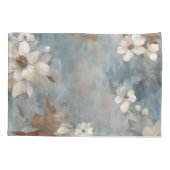 Rustieke Dusty Blue Brown Cream Boerderij Bloemen Kussensloop (Achterkant)