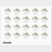 Rustieke Dusty Blue Floral Winter Wedding Ronde Sticker (Vel)