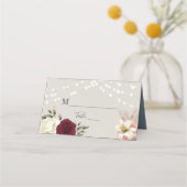 Rustieke Dusty Blue Wedding Place Card (Voorkant)