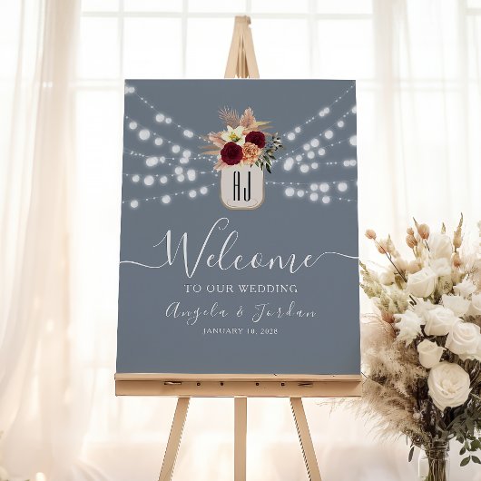 Rustieke Dusty Blue Wedding Welkomstbord Poster