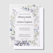 Rustieke Dusty Blue Wild Flower Vellum Uitnodigingen (Offset)