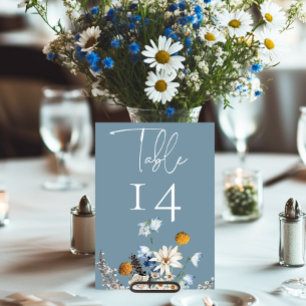 Rustieke Dusty Blue Wildflowers & Daisies Douche Kaart