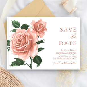 rustieke Dusty Peach Rozen bruiloft Save The Date