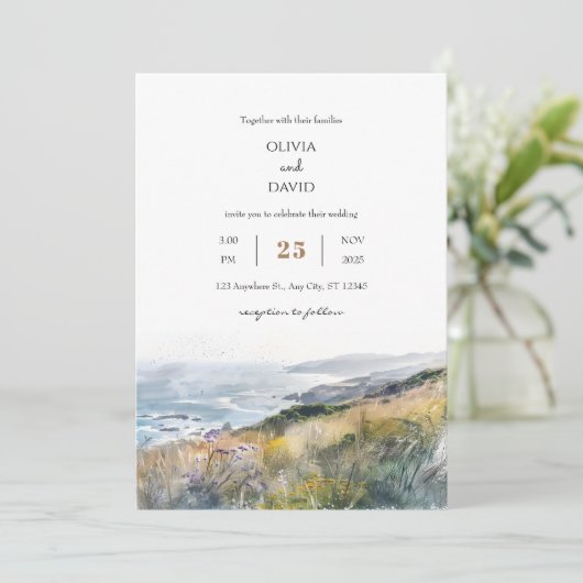 Rustieke Dusty Windy Bluffs Ocean Uitzicht strand  Kaart (Staand voorkant)