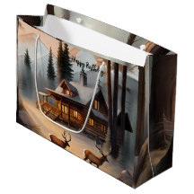 Rustieke Earth Tones Waterverf Log Cabin