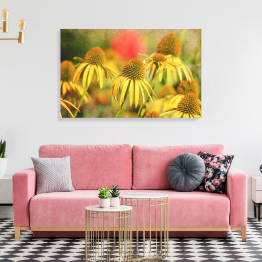 Rustieke Echinacea bloemen Canvas Afdruk (Insitu (Woonkamer))