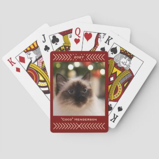 Rustieke Eenvoudige Grafische Aangepaste Foto Naam Pokerkaarten