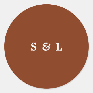 Rustieke Eenvoudige Monogram Bruiloft Envelop Stic Ronde Sticker