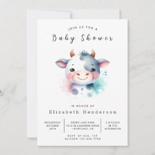 Rustieke eenvoudige sierlijke Koe Baby shower Kaart