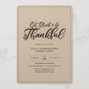 Rustieke Eenvoudige Thanksgiving Dinner Party Kaart