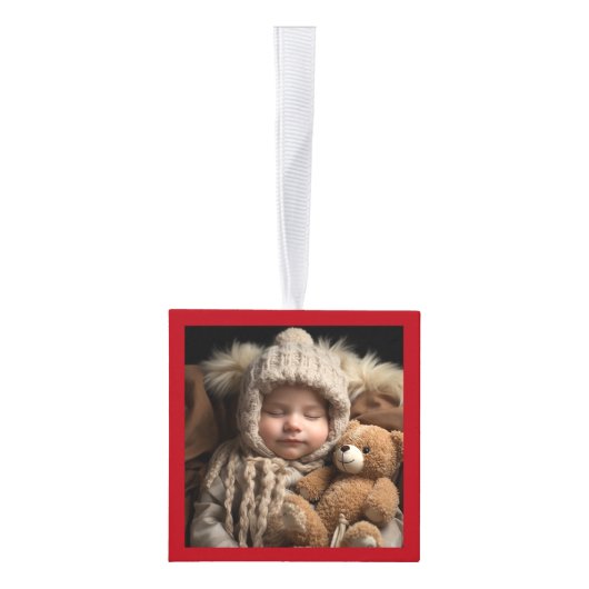 Rustieke eerste kerst Baby Keepsake Kubus Ornament (Rechts)