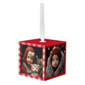 Rustieke eerste kerst Baby Keepsake Kubus Ornament (Achter hoekig)