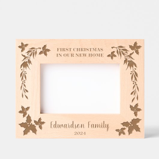 Rustieke eerste kerst in ons nieuwe huis monogramm gegraveerde lijstjes (Voorkant)